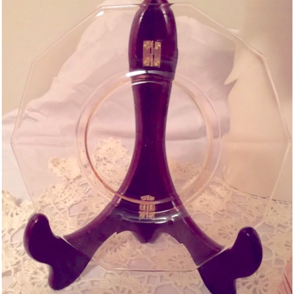 Vintage Set of 7 ELEGANT CAMBRIDGE Pink Glass Salad Dessert Plates - Picture 4 of 5